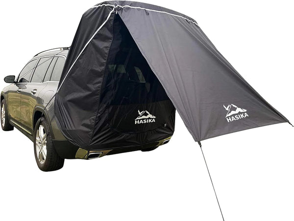2025 Hasika SUV Camping Tent Car Tailgate Shade Awning with Screen Net Waterproof 3000MM UPF 50+ Black (Small)