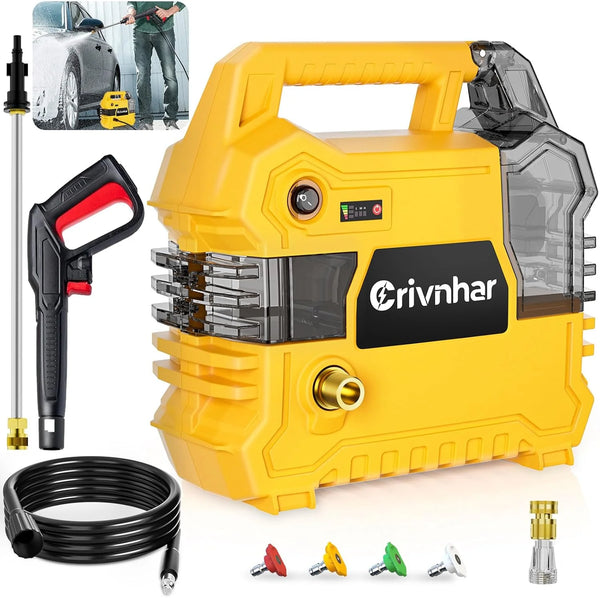 2025 Cordless Electric Pressure Washer Compatible for DEWALT 20V Battery 1015 PSI Cordless Power Washer with Brushless Motor 9000 RPM, 4 Nozzles for Car Floor Patio Wall Cleaning (Battery Not Included)