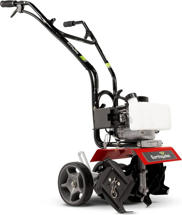 2025 Earthquake 31635 MC33 Mini Tiller Cultivator, Powerful 33cc 2-Cycle Viper Engine, Gear Drive Transmission, Height Adjustable Wheels, 5 Year Warranty,Red