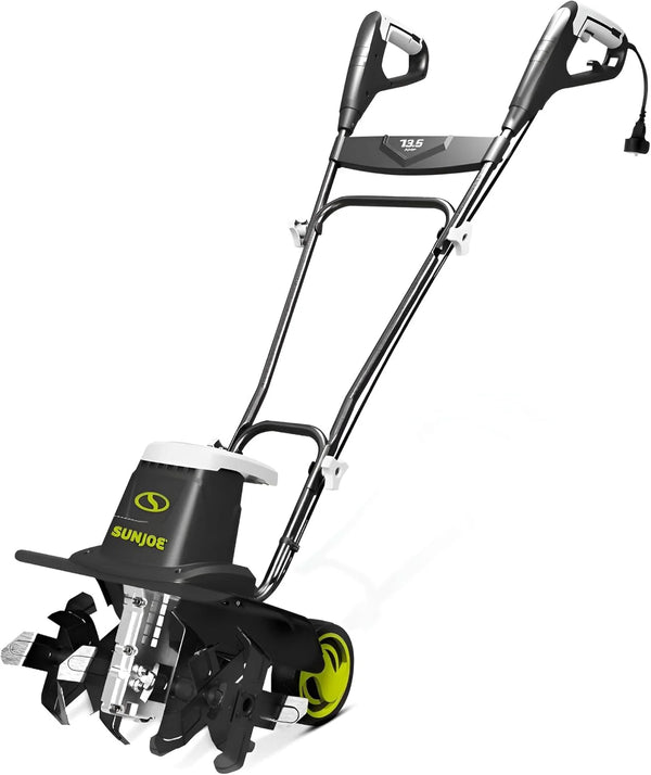 2025 Sun Joe Electric Corded Garden Tiller & Cultivator, Steel Tines, 13.5 Amp, 16 Inch, Black - Heavy Duty Gardening Machine Equipment for Lawn, Yard, & Grass, TJ604E