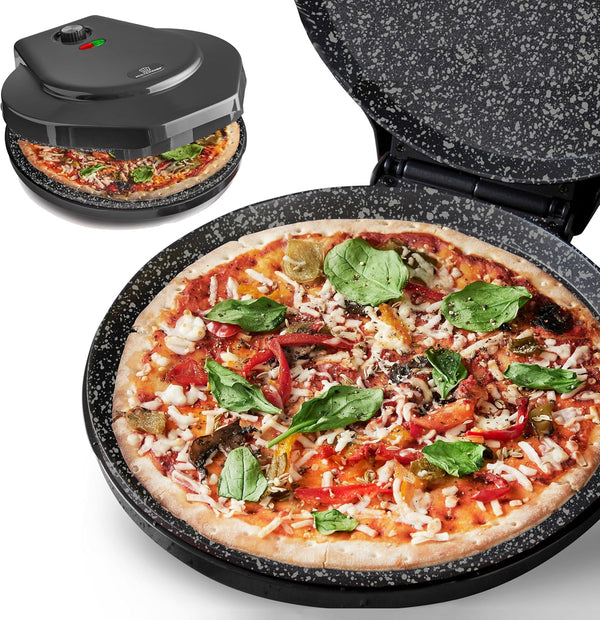 2025 Countertop Pizza Maker, 1450W Mini Pizza Oven, Pizza Maker Oven With 12¡å Non-Stick Ceramic Plate, Indoor Electric Pizza Oven for Crepes, Pancakes - Black