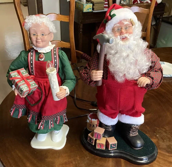 2025 Holiday Creations Mr & Mrs Santa Claus Lighted Animated Figures Electric Switch