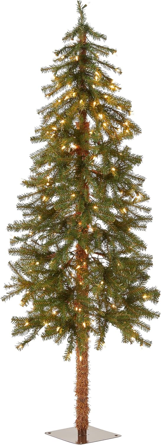 2025 National Tree Company lit Artificial Christmas Tree Includes Pre-strung White Lights and Stand, Hickory Cedar Slim-5 ft