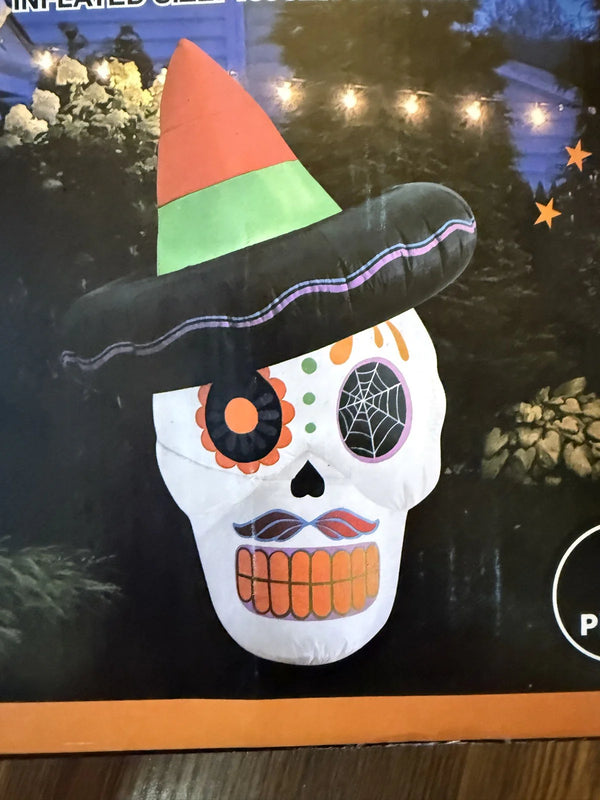 2025 6' Inflatable Sugar Skull Halloween Dia De Los Muertos LED Outdoor Tested-WORKS