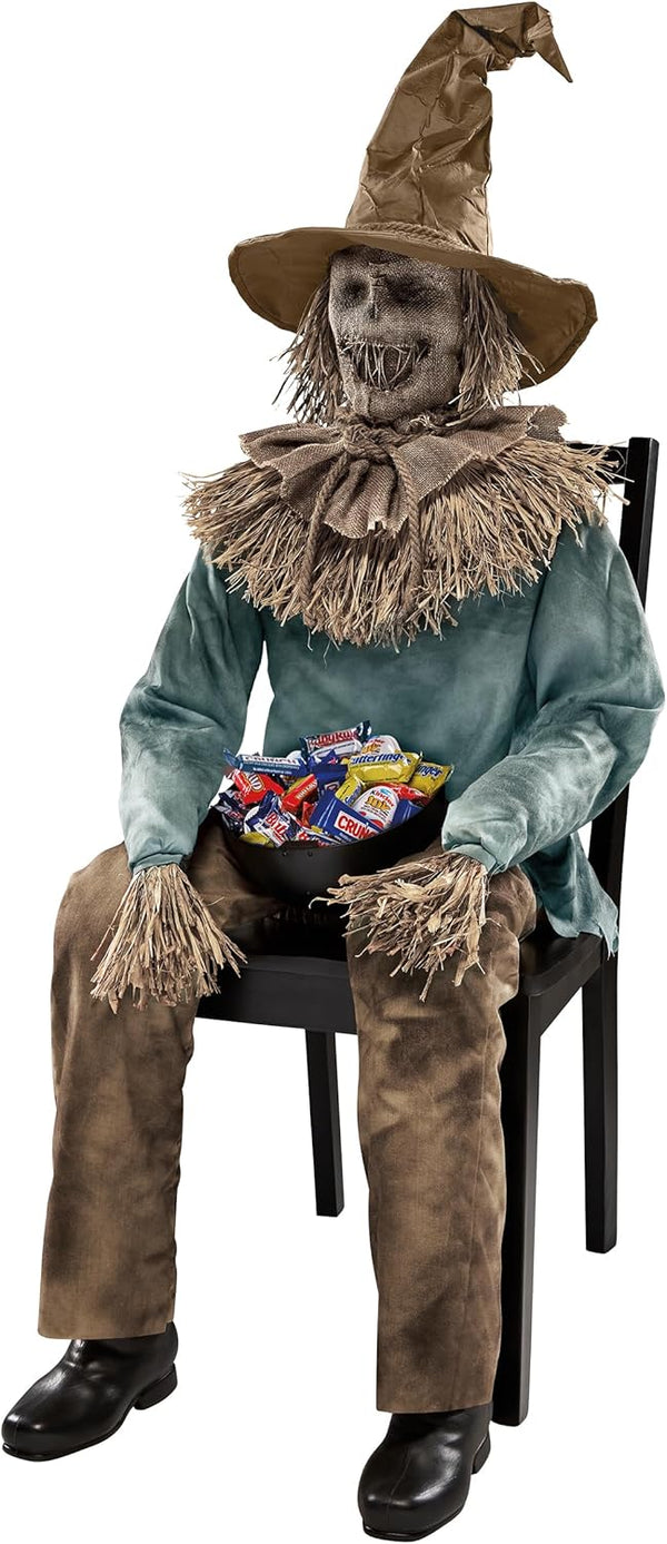 2025 Spirit Halloween 4.5 Ft Scary Sitting Scarecrow Animatronic | Decorations | Animated | Pop-up Motion | Scarecrow Prop