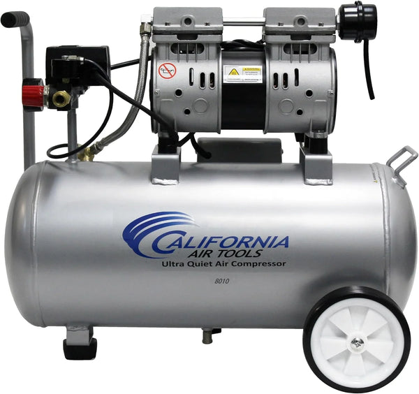 2025 California Air Tools 8010 1.0 HP Ultra Quiet and Oil-Free Air Compressor, 8 Gallon Steel Tank, Lightweight with Wheels, 60 dBA Noise Level