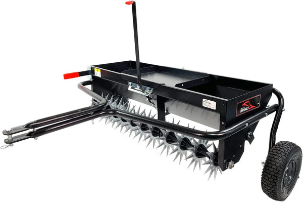 2025 AS2-40BH-P Tow Behind Combination Aerator Spreader with Weight Tray, 40-Inch, Flat Black