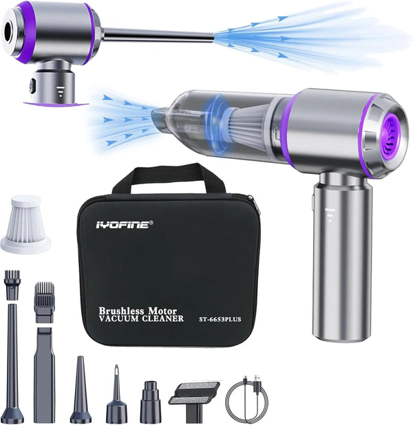 2025 Vacuum/Air Duster 80,000RPM Super Power Mini Car Vacuum Cleaner 4-in-1 air Blower Gun Air Duster & Air Blower & Pump Hand Electric air Duster Handheld dust Blower Blower Cordless (Purple)