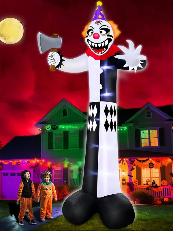 2025 12 Ft Giant Halloween Inflatables Decorations Outdoor Scary Clown Hold Axe Blow Up Build-in LED Lights Inflatable Halloween Outdoor Yard Decors for Garden Lawn Home Holiday Party Outside