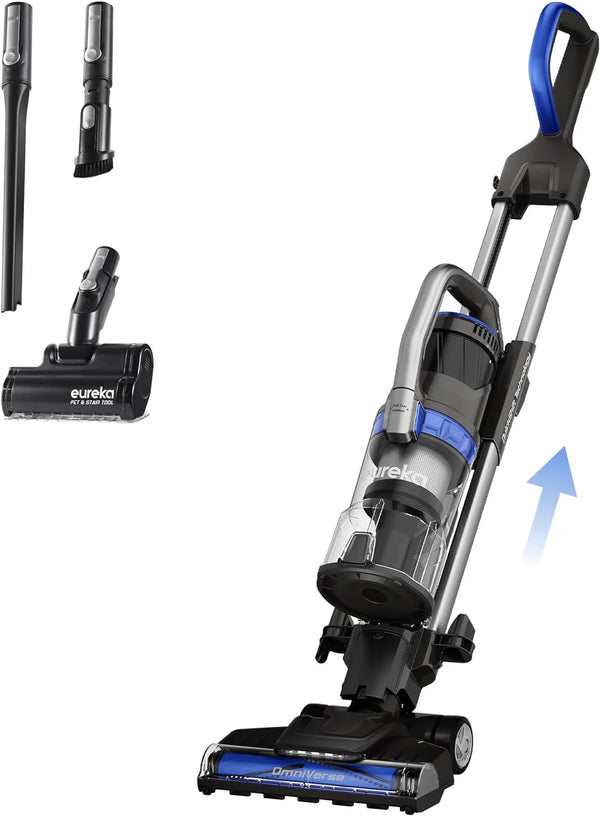 2025 Eureka Pet Upright Vacuum Cleaner for Carpet and Hard Floor, Powerful Bagless Vacuum Cleaner for Home with HEPA Filter and Pet Tool, OmniVerse NEU801BL with QuickShift Technology, Blue