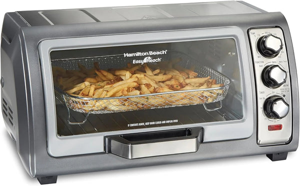 2025 Hamilton Beach Air Fryer Toaster Oven Combo with Large Capacity, Fits 6 Slices or 12¡± Pizza, 4 Cooking Functions for Convection, Bake, Broil, Roll-Top Door, Easy Reach Sure-Crisp, Stainless Steel