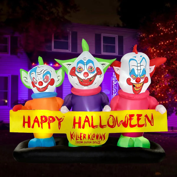 2025 6ft Long Halloween Inflatable Three Killer Clowns Decoration Blow up Decor for Lawn Patio Indoor Outdoor Home Yard Party Art Decoration Shipping from The USA