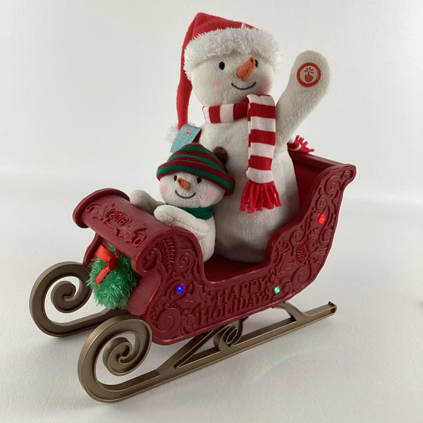 2025 Hallmark Twinkling Sleigh Ride Snowman Plush Christmas Sled Sound Light Motion