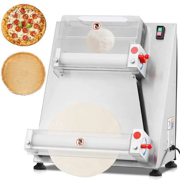 2025 Garvee Commercial Pizza Dough Roller Sheeter, Max 16", Automatic 370W Electric Pizza Dough Roller, Stainless Steel, Suitable for Noodle, Pizza Bread and Pasta Maker Equipment