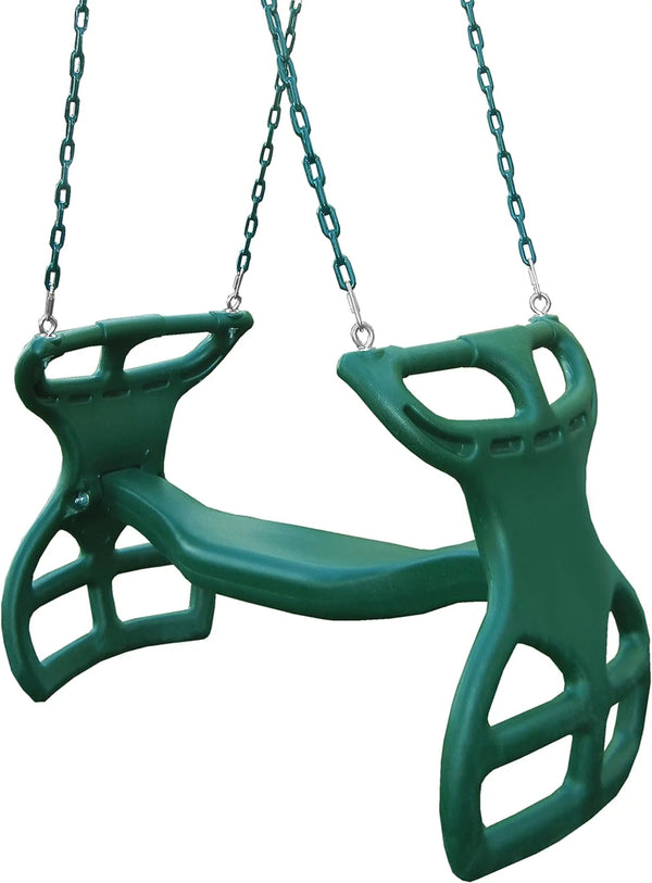 2025 Swing-N-Slide WS 3452 Heavy Duty Two Person Dual Glider Swing, with Coated Chains to Prevent Pinching, 18" W x 25 in H x 40" L, Green