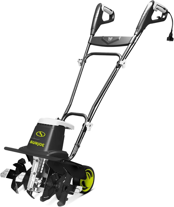 2025 Sun Joe Electric Garden Tiller Cultivator, Steel Tines, 12 Amp, 16 Inch, Black - Heavy-Duty Gardening Machine & Equipment for Gardens, Lawns & Yards, TJ603E