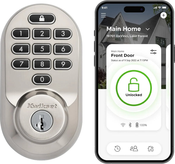 2025 Kwikset Halo Wi-Fi Smart Lock, Keyless Entry Door Deadbolt, Geofence Auto-Unlock, Grade AAA Certified, No Hub Easy Install, Satin Nickel Lifetime Finish Warranty, Backlit Keypad
