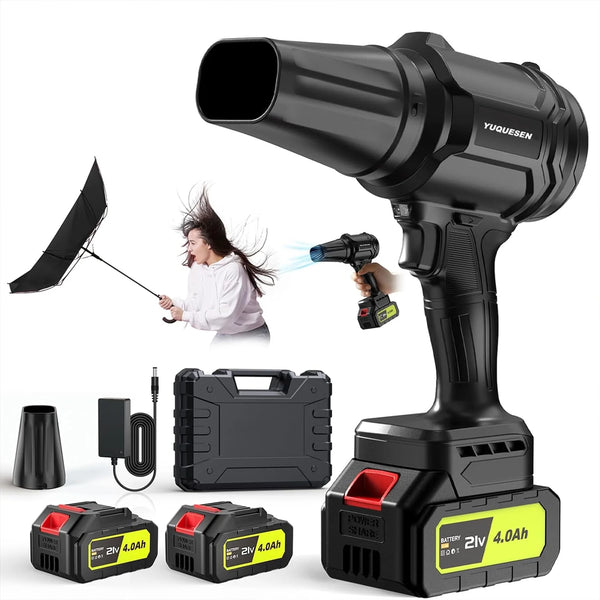 2025 Cordless Leaf Blower, 600000RPM Handheld Leaf Blower with 2 X 4.0Ah Batteries & Charger, Lightweight Leaf Blowers for Patio Cleaning, Lawn Care, Leaves, Dust