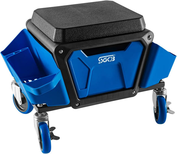 2025 Automotive Mobile Rolling Mechanics Stool - Heavy Duty Roller Creeper Seat Soft Rubber Cushion Brake Wheels Storage Drawers Tray Roller Seat for Home DIY Garage Car Detail, 330lb Load Bear