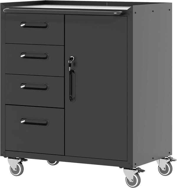 2025 Mobile Tool Storage Cabinet with Wheels,Heavy Duty Rolling Tool Cabinets for Garage,Metal Storage Cabinets with 4 Drawer and 1 Locking Doors,Assembly Required