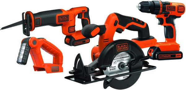 2025 BLACK+DECKER 20V MAX Power Tool Combo Kit, 4-Tool Cordless Power Tool Set with 2 Batteries and Charger (BD4KITCDCRL)