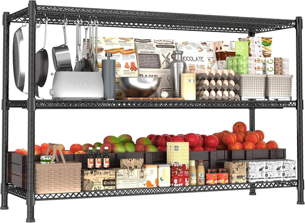 2025 59.6" W x 24" D x 47.6" H Heavy Duty Storage Shelves, 2000LB Capacity Metal Shelving with 1IN Adjustable Height, Garage Shelving for Home, Warehouse & Commercial Use, Black