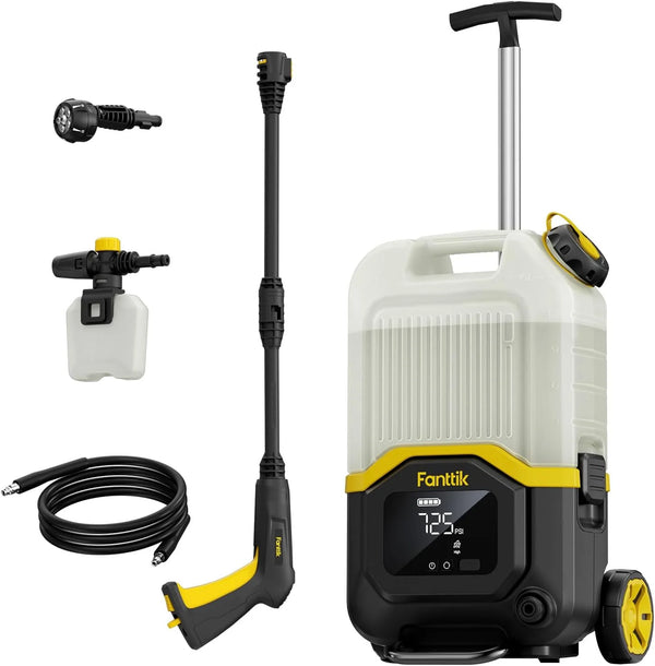 2025 Fanttik NB8 Ultra Cordless Pressure Washer w/4.0 Gal Tank, Max 725PSI Electric Power Washer with 5-in-1 Nozzle, 20FT Hose, Adjustable Pressure, Power Cleaning for Car Washing, Patio