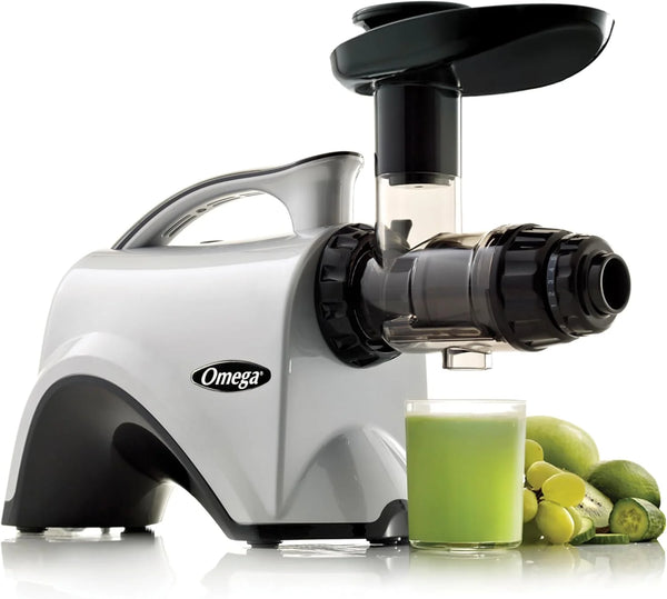 2025 Omega NC800HDS Cold Press Juicer Machine, Vegetable and Fruit Juice Extractor and Nutrition System, Dual-Stage Slow Masticating Juicer, 150 W, Manual, Silver