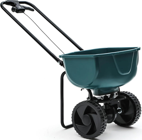 2025 60 lb Walk Behind Lawn and Garden Spreader for Seeds and Fertilizer with Easy to Use Flow Control