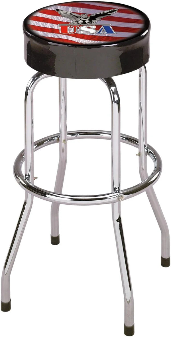 2025 Shop Stool ¨C 30" Swivel Padded Vinyl Seat with USA Flag Design, Chrome-Plated Legs, 330 lb Capacity ¨C Ideal for Garages, Shops & Patriotic Workspaces
