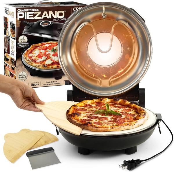 2025 Crispy Crust Pizza Oven by Granitestone â€?12 Inch Electric Pizza Oven Indoor Countertop Maker with Ceramic Stone Heats up to 800˚F for Delicious Stone Baked Pizzeria Style Pizza at Home