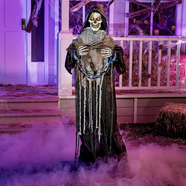 2025 67" Halloween Decorations Outdoor Life Size Animatronics Grim Reaper with Chain