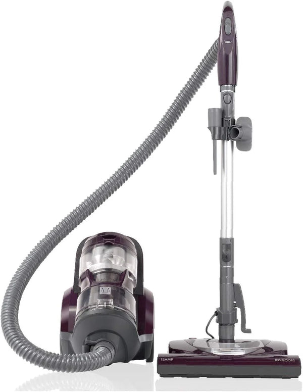 2025 Kenmore Friendly Lightweight Bagless Compact Canister Vacuum with Pet Powermate, HEPA, Extended Telescoping Wand, Retractable Cord and 2 Cleaning Tools, Eggplant