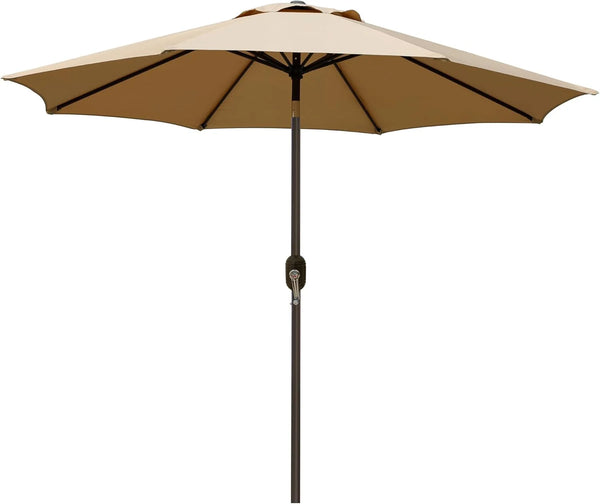 2025 Blissun 9' Outdoor Patio Umbrella, Outdoor Table Umbrella, Yard Umbrella, Market Umbrella with 8 Sturdy Ribs, Push Button Tilt and Crank