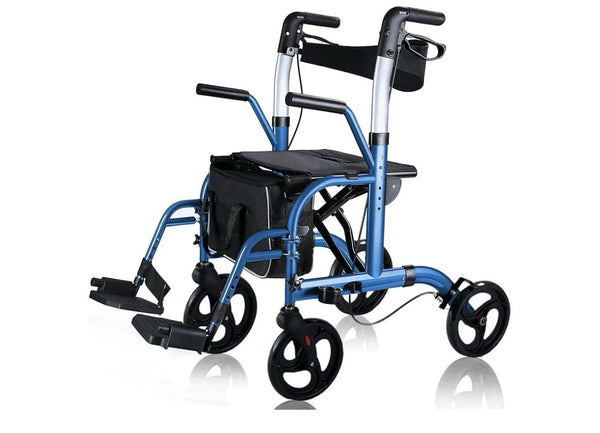 2025 2 In 1 Rollator Walker For Seniors And Medical Transport Chair With Padded Seat