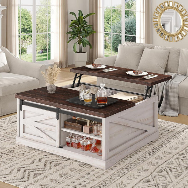 2025 39.4'' Lift Top Coffee Table with Storage Farmhouse Coffee Table for Living Room