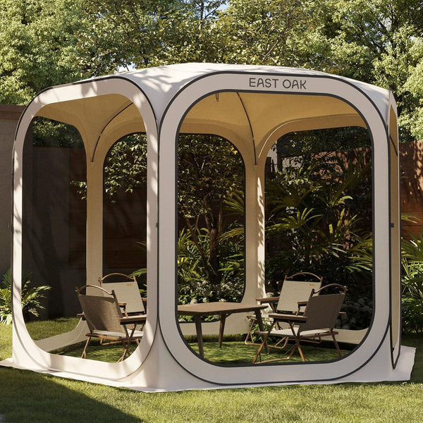 2025 Screen House Tent Pop-Up, Portable Screen Room Canopy Instant Screen Tent 10 x 10 FT with Carry Bag for Patio, Backyard, Deck & Outdoor Activities, Beige