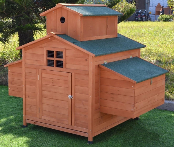 2025 Deluxe Large Wood Chicken Coop Backyard Hen House 6-10 Chickens with 6 Nesting Box