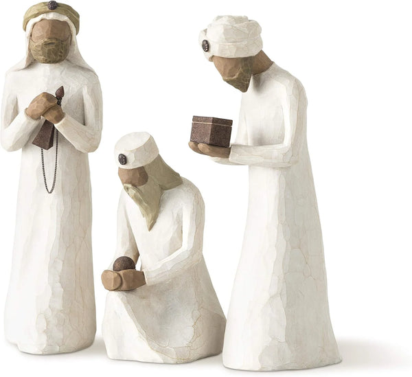 2025 Willow Tree The Three Wisemen, Follow a Star to Find the Light of the World, Set of Walking, Bowing, Kneeling Figures Carrying Gifts for Holy Family, Sculpted Hand-Painted Figures for Classic Nativity