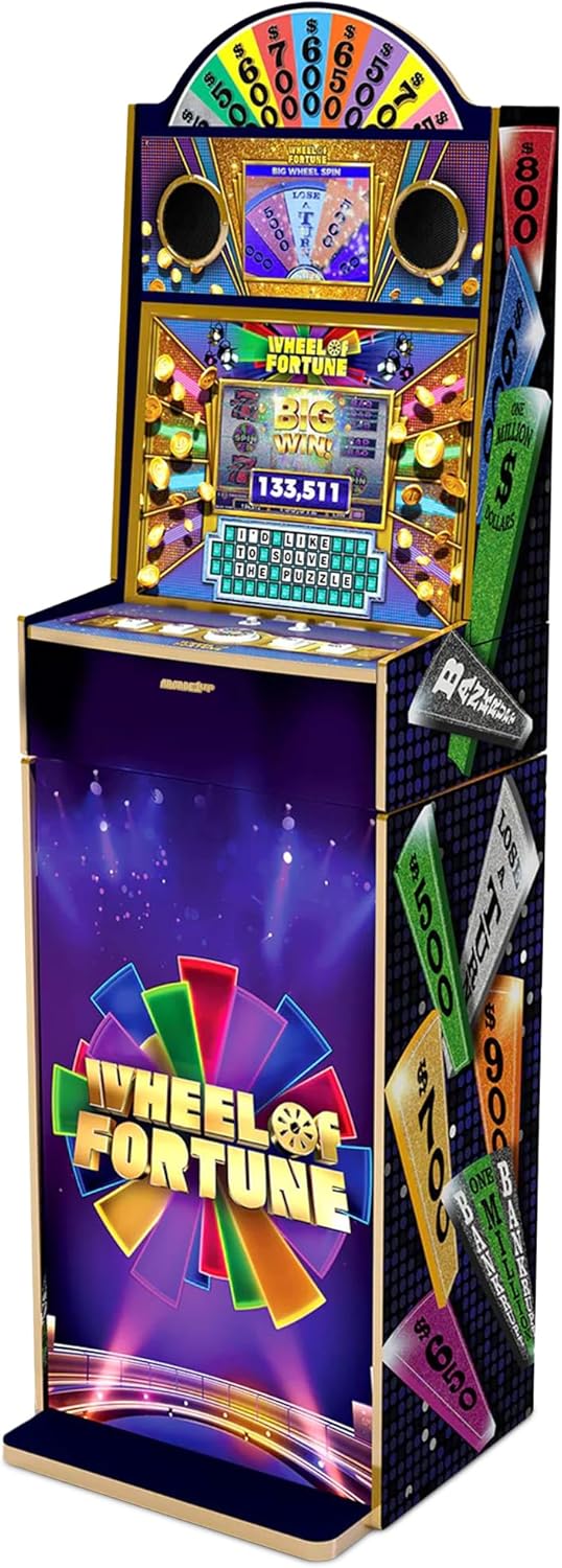 2025 Arcade1Up Wheel of Fortune Casinocade Deluxe Home Arcade Machine, 63.4-Inch Tall - 4 Premium Casino Games, 20 Unlockable Built-In Titles, Dual LCD Screens & Speakers, WiFi-Enabled