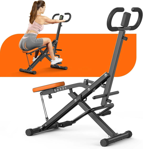 2025 Machine with LCD Monitor, Exercise Equipment for Home 330 Lbs Squat Rowing Machine with Adjustable Resistance Home Workout Machine Leg Glute Trainer for Full Body