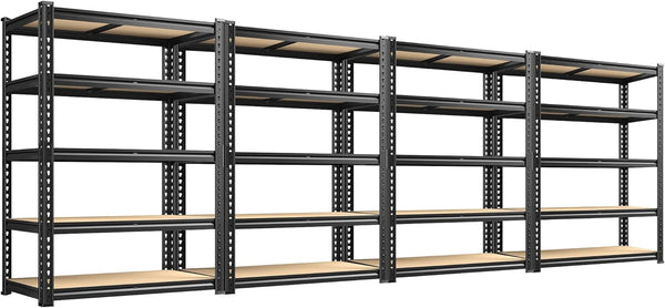 2025 2020LBS Storage Shelves 5 Tier Garage Shelving Heavy Duty Adjustable Garage Shelves, Utility Rack Shelf, Shelving Units for Storage Warehouse Pantry Closet, 35.5" W x 11.9" D x 72" H, 4 Pack