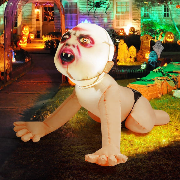 2025 4 FT Halloween Inflatable Zombie Outdoor Decorations Blow Up Yard Scary Zombie with Built-in LEDs for Indoor Garden Lawn Party Decor