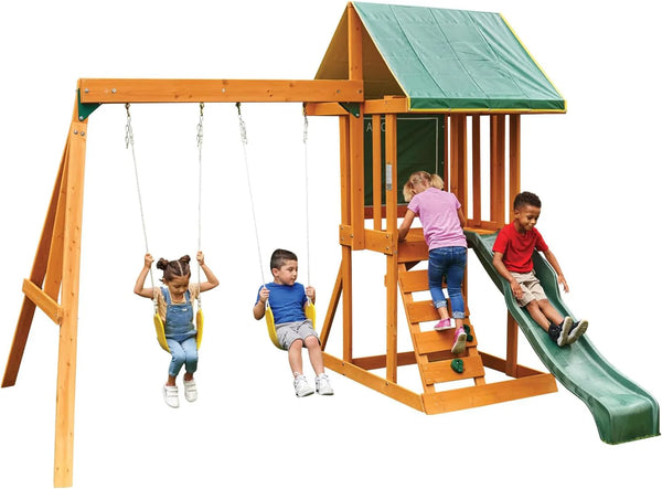 2025 KidKraft Appleton Wooden Swing Set, (Amazon Exclusive)