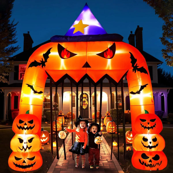 2025 AerWo 12FT Tall Halloween Inflatables Archway Giant Arch, Pumpkin Blow Up With Built-in LED Lights for Outdoor Decorations, Holiday Yard Lawn Garden Party Decor
