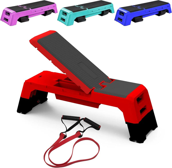 2025 Multifunctional Step Platform Aerobic Deck Stepper with Resistance Bands Versatile Cardio Exercise Equipment Workout Fitness, Adjustable Weight Bench for Home Gym