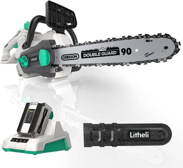 2025 Litheli Cordless Battery Chainsaw 12", 40V Battery Powered Chainsaw 2.0AH Battery and Charger Included, Chain Saw for Trees, Pruning, Branch Cutting, Yard, Garden