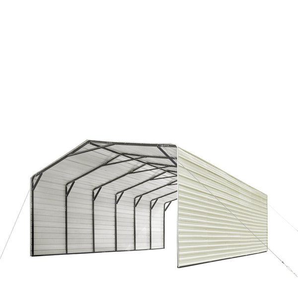 2025 TMG-CP2030F 20' x 30' All-Steel Carport Shed With 10' Enclosed Sidewalls