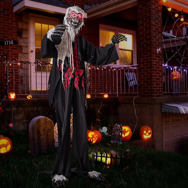 2025 Tangkula 8.2 FT Halloween Animatronic Werewolf, Scary Animated Prop with Howling Sounds, Red Flashing Eyes & Poseable Arms, Standing Werewolf Decoration for Porch, Yard & Garden, Sound Activated