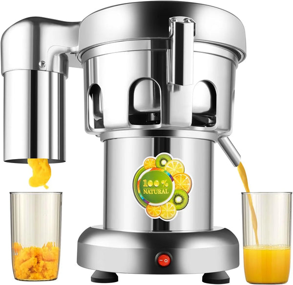 2025 Commercial Juice Extractor, 370W 110V Electric Stainless Steel Juicer for Fruit Vegetable Heavy Duty Centrifugal Juicer Machine Juice & Residue Separated Low Noise